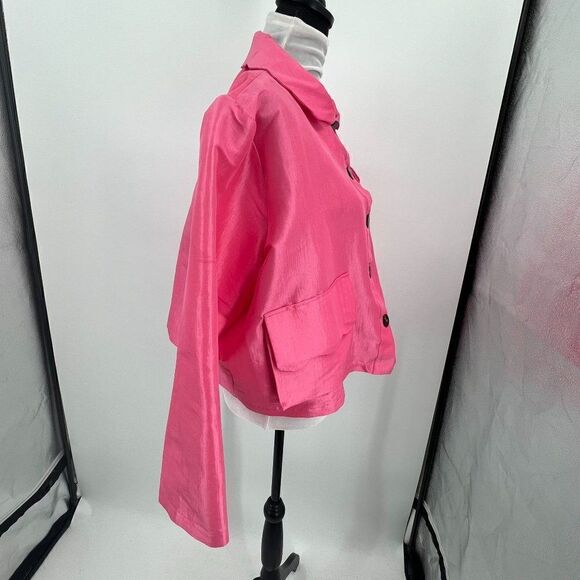 Kika Vargas L Pink Shimmer Scallop Pocket Jacket - Picture 9 of 16